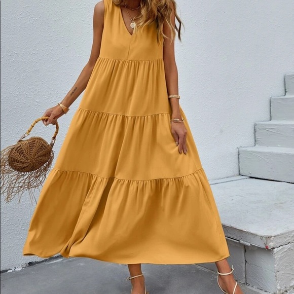 Boho V neck ruffle hem maxi dress - Picture 10 of 15